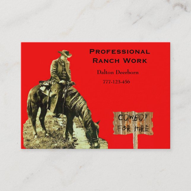 GABARIT OCCIDENTAL DE CARTE DE VISITE DE COWBOY DE (Devant)