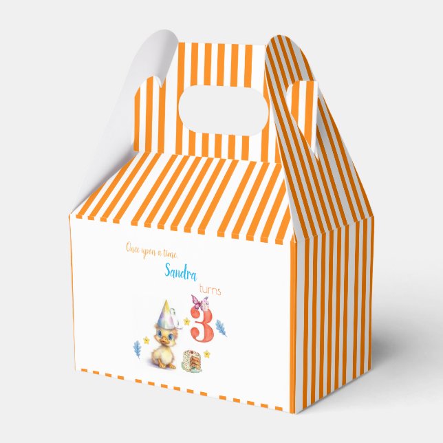 Gable Favour Box Cute Chick Cake Orange Stripe (Front Side)