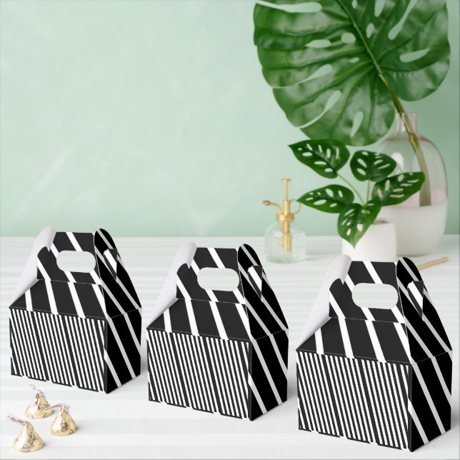 Gable Favour Box Stripe Black and White (Multiple)