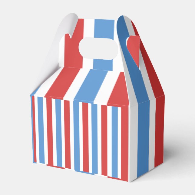 Gable Favour Box Stripe Red Blue and White (Front Side)
