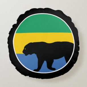 Gabon Black Leopard Gabonese National Animal Flag Round Pillow