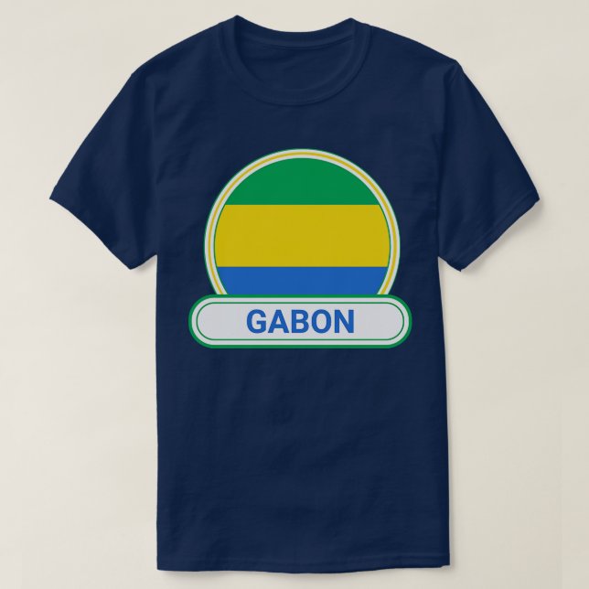 Gabon Country Badge Gabon Flag T-Shirt (Design Front)