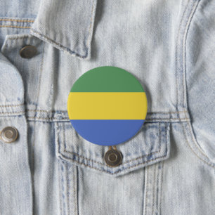 Gabon flag 3 inch round button