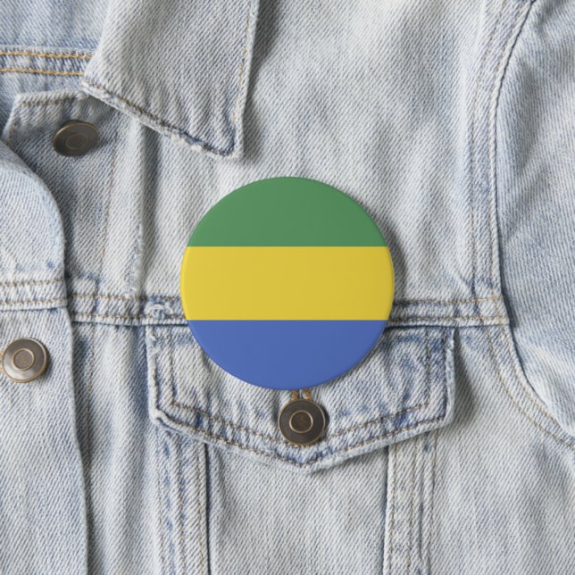 Gabon flag 3 inch round button (In Situ)