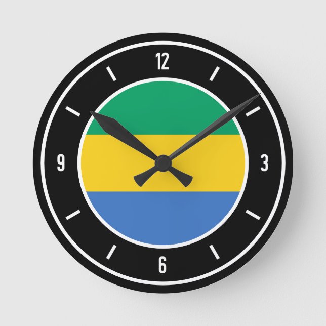 Gabon Flag Elegant Round Clock (Front)