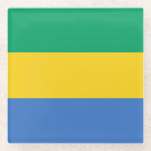 Gabon Flag Glass Coaster