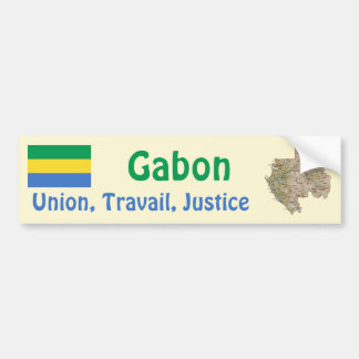 Gabon Flag + Map Bumper Sticker