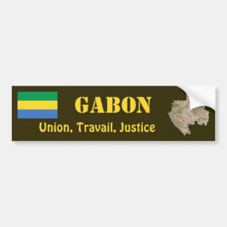 Gabon Flag + Map Bumper Sticker
