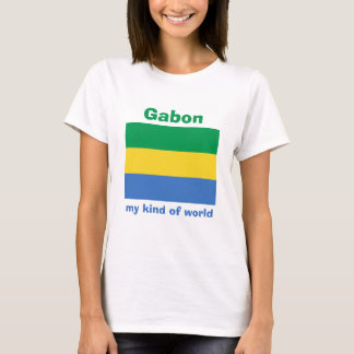 Gabon Flag + Map + Text T-Shirt