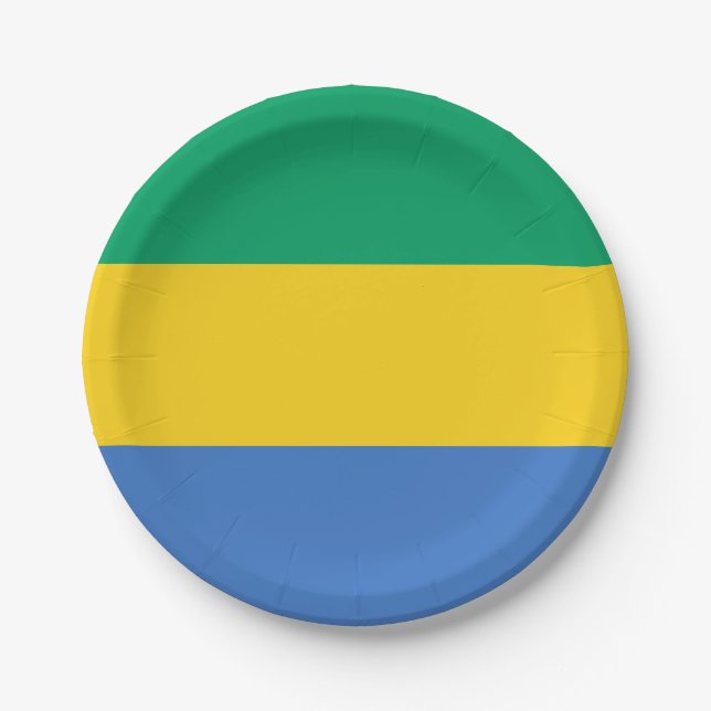 Gabon Flag Paper Plate (Front)