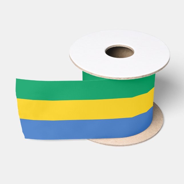 Gabon Flag Satin Ribbon (Spool)
