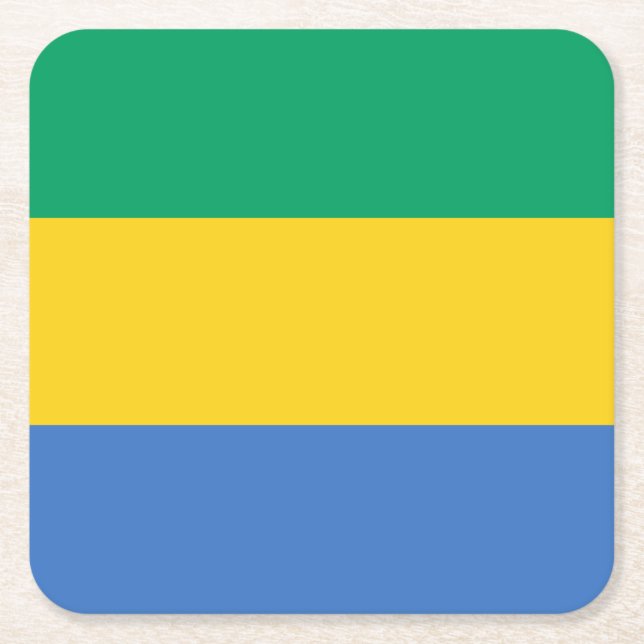 Gabon Flag Square Paper Coaster (Front)
