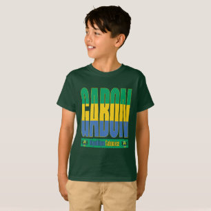 Gabon Flag Text Design T-Shirt