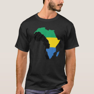 Gabon Gabonese Flag Africa Map Ethnic Heritage Bla T-Shirt