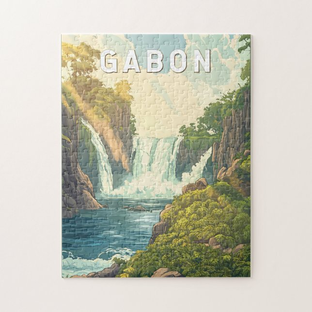 Gabon Illustration Travel Art Vintage Jigsaw Puzzle (Vertical)