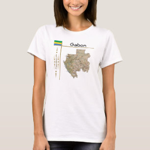 Gabon Map + Flag + Title T-Shirt