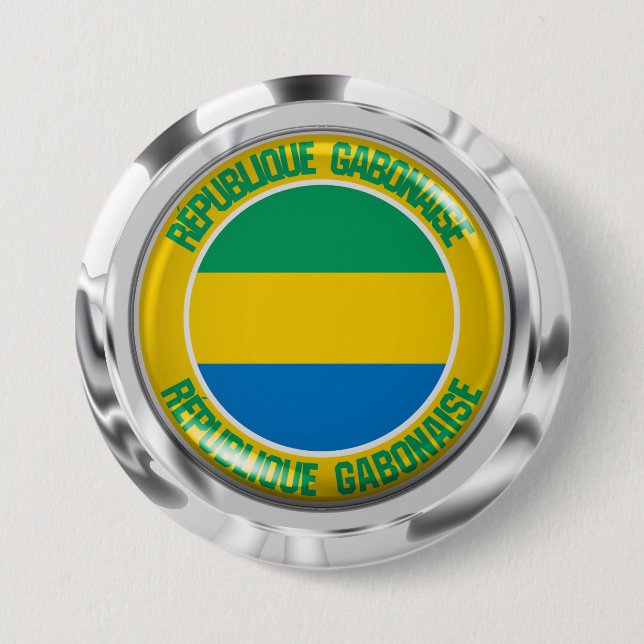 Gabon Round Emblem 3 Inch Round Button (Front)