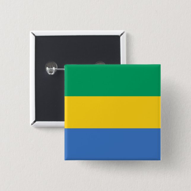 Gabonese Flag (Gabon) 2 Inch Square Button (Front & Back)