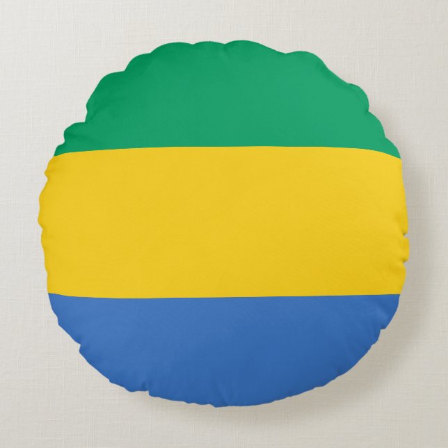 Gabonese Flag (Gabon) Round Pillow (Front)