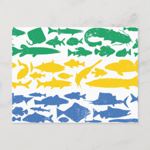 Gabonese Flag Made of Fish – Fishing Design Holiday Postcard