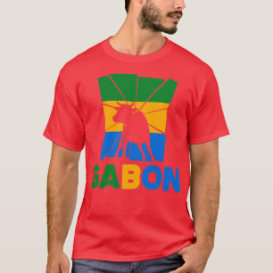 Gabonese Gabon Gabonese Flag Ox Animal Silhouette T-Shirt