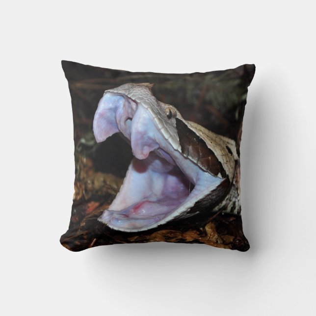 Gaboon viper throw pillow (Front)