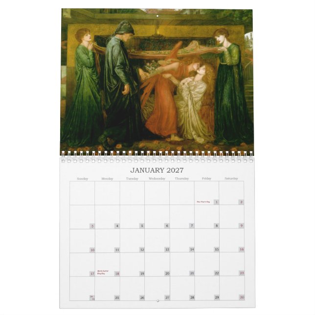 Gabriel Dante Rossetti Wall Calendar (Jan 2027)