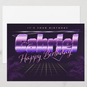 Gabriel Name First name purla retro card Birthday