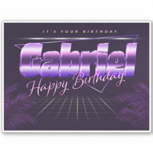 Gabriel Name Vorname lila retro Sticker Geburtstag