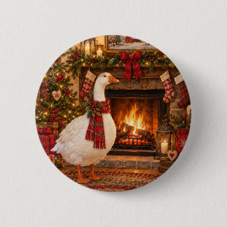 Gabriel the Christmas Goose 2 Inch Round Button