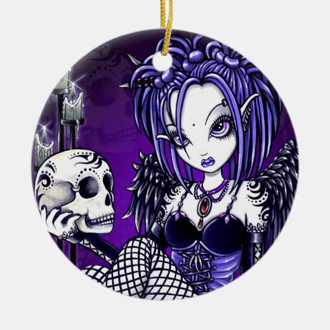 "Gabriella" Gothic Skull Angel Ornaments (Front)