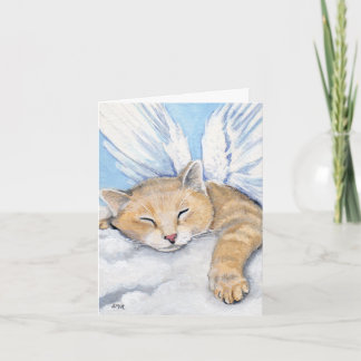 Gabrielle, Angel Cat in Clouds Painting Note Card