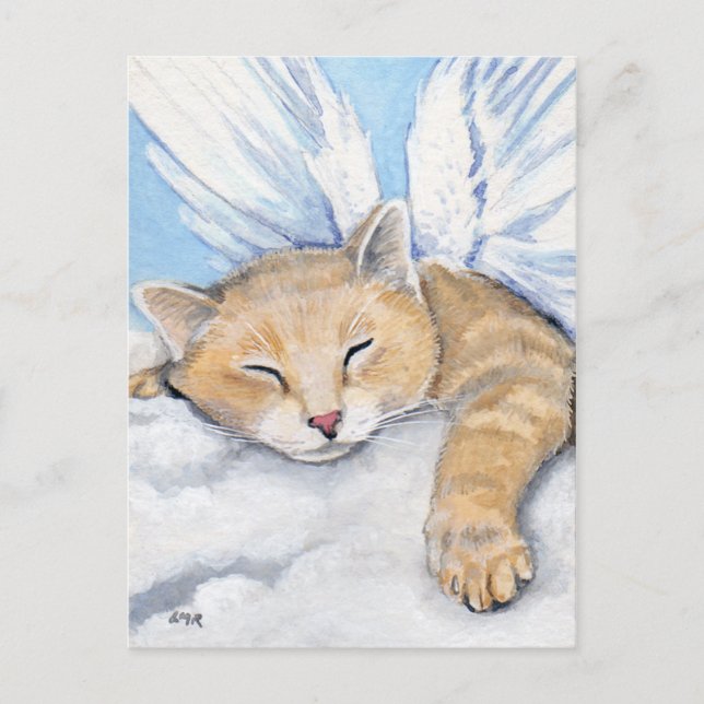 Gabrielle, Chat Ange dans Nuages Peinture Carte Po (Devant)