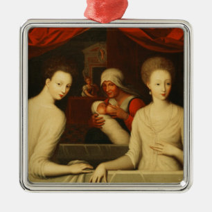 Gabrielle d'Estrees and her sister Metal Ornament