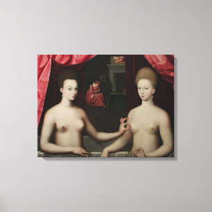 Gabrielle d'Estrées and one of her sisters Canvas Print