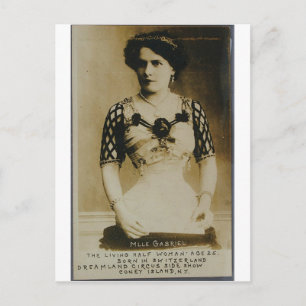 Gabrielle, the amazing half-woman! postcard