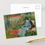 Gabrielle Valtat au Jardin | Louis Valtat Postcard<br><div class="desc">Gabrielle Valtat in the Garden | Gabrielle Valtat au jardin (circa 1900) | Original artwork by French artist Louis Valtat (1869-1952). The piece depicts a woman in a blue dress lounging in a beautiful lush green garden with pink, blue and red flowers. Use the design tools to add custom text...</div>
