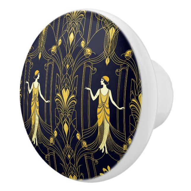 Gabsy gold and black decorative pattern ceramic knob (Right)