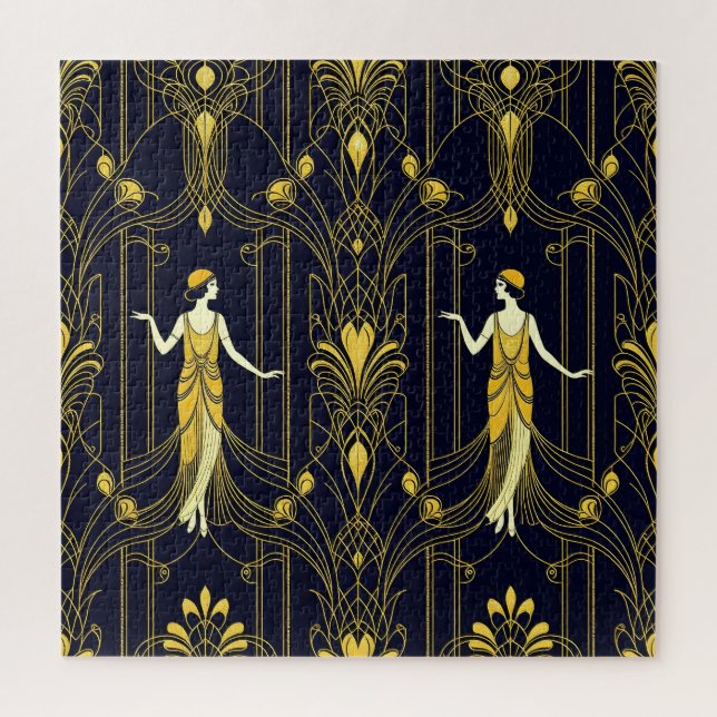 Gabsy gold and black decorative pattern jigsaw puzzle (Vertical)