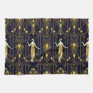 Gabsy gold and black decorative pattern kitchen towel