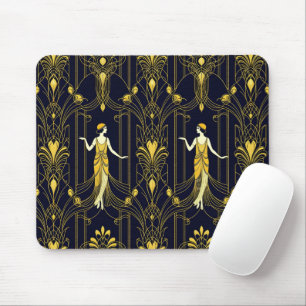 Gabsy gold and black decorative pattern mouse pad