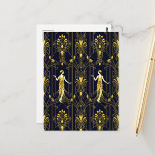 Gabsy gold and black decorative pattern postcard