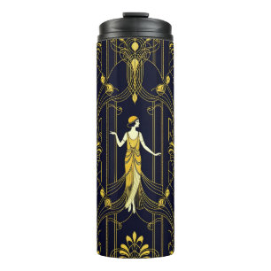 Gabsy gold and black decorative pattern thermal tumbler