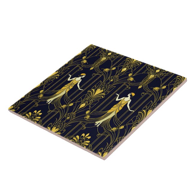 Gabsy gold and black decorative pattern tile (Side)