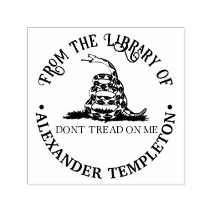 Gadsden Flag Don’t Tread on Me Library Book Name Self-inking Stamp
