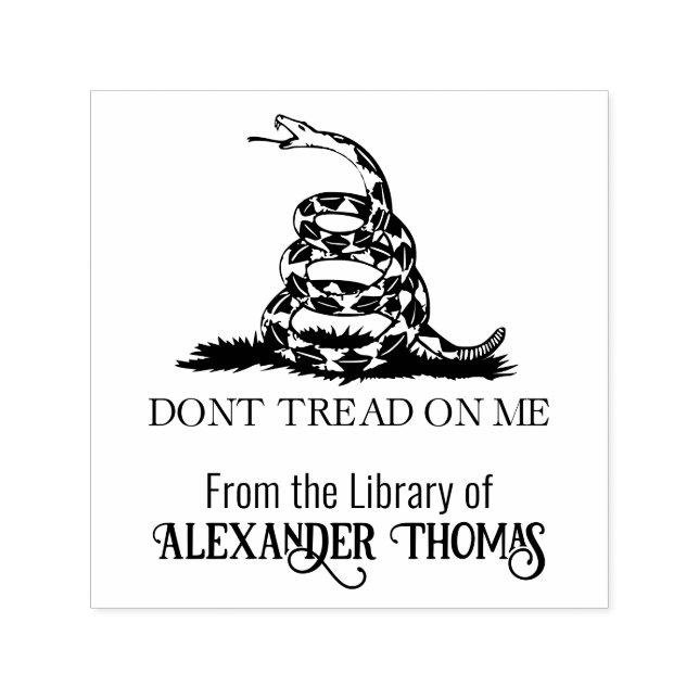 Gadsden Flag Don’t Tread on Me Library Book Name Self-inking Stamp (Design)