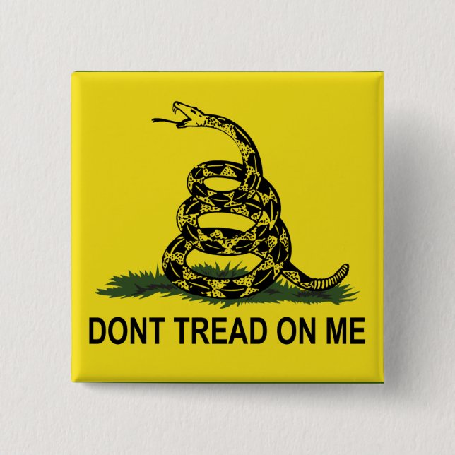 Gadsden Flag Dont Tread On Me 2 Inch Square Button (Front)