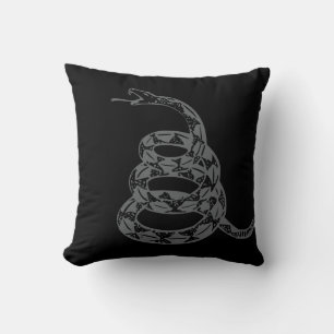 Gadsden Flag Don't Tread on Me Grey Throw Pillow