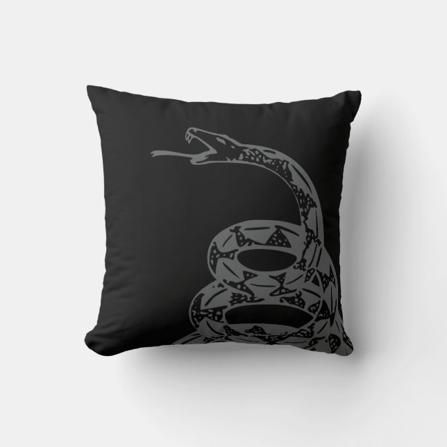 Gadsden Flag Don't Tread on Me Grey Throw Pillow (Front)