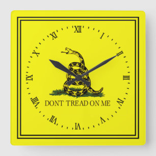 Gadsden Flag Dont Tread On Me Square Wall Clock